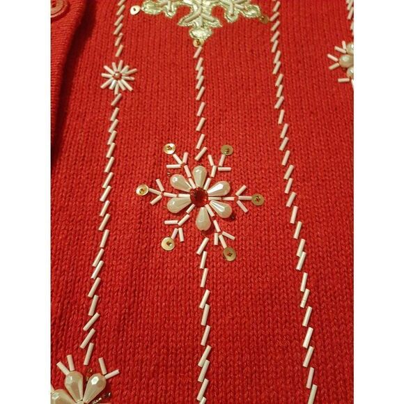 Medium 8/10 Bobbie Brooks Long Sleeve Button Christmas Holiday Knit Sweater - Picture 4 of 7